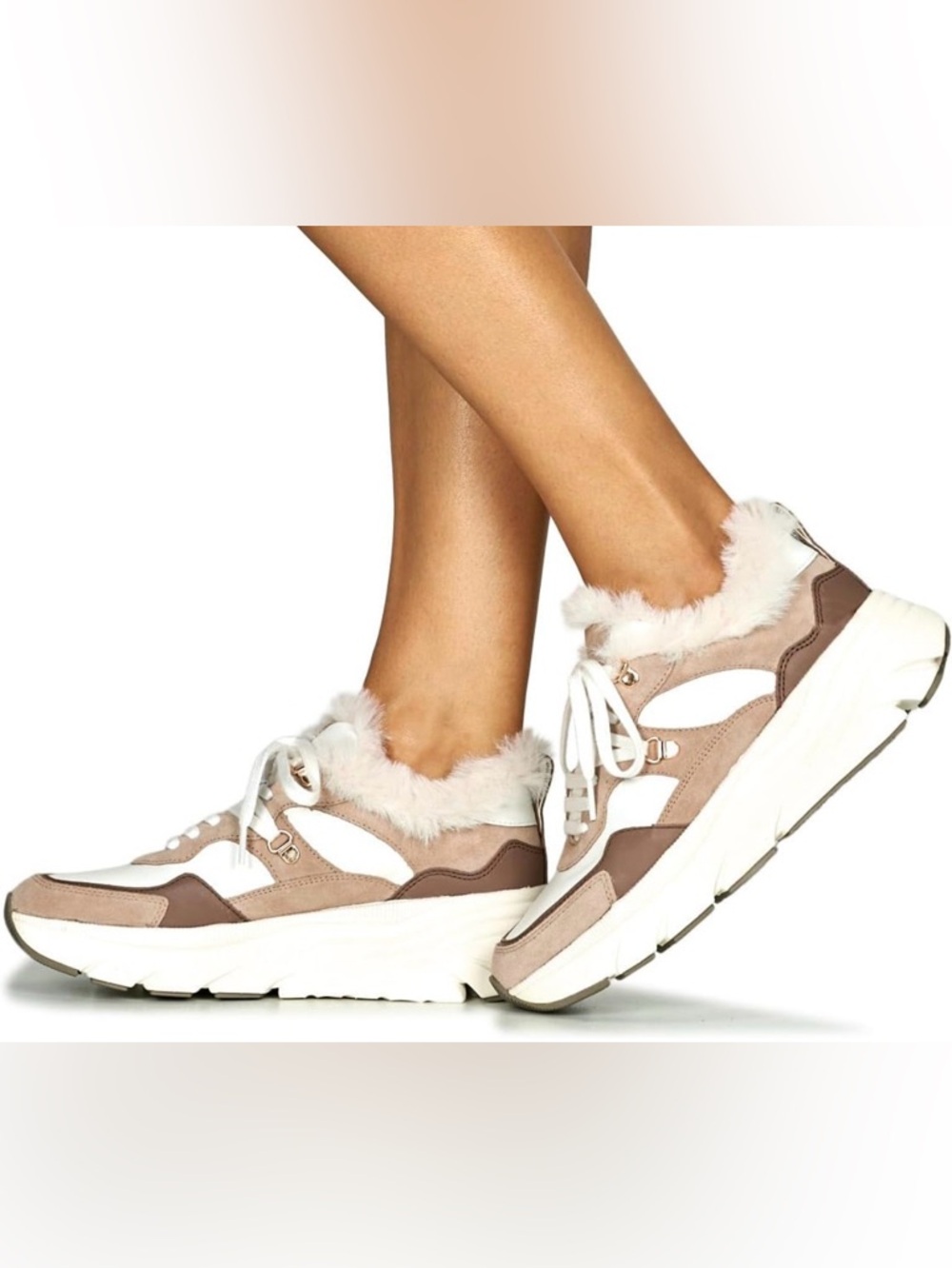GEOX Diamanta Sneakers With a Faux-Fur Trim. Size 10